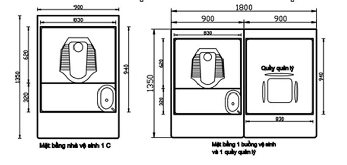 mặt bằng nhà vệ sinh di động 